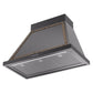 ILVE Nostalgie II Noblesse 36-Inch Canopy Wall-Mount Ducted Range Hood, 600 CFM, Glossy Black with Burnished Trim, UANB36BKB