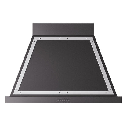 ILVE Nostalgie II Noblesse 36-Inch Canopy Wall-Mount Ducted Range Hood, 600 CFM, Glossy Black with Chrome Trim, UANB36BKC