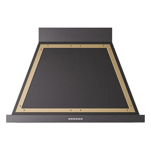 ILVE Nostalgie II Noblesse 36-Inch Canopy Wall-Mount Ducted Range Hood, 600 CFM, Glossy Black with Brass Trim, UANB36BKG