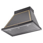 ILVE Nostalgie II Noblesse 36-Inch Canopy Wall-Mount Ducted Range Hood, 600 CFM, Glossy Black with Brass Trim, UANB36BKG