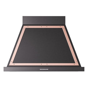 ILVE Nostalgie II Noblesse 36-Inch Canopy Wall-Mount Ducted Range Hood, 600 CFM, Glossy Black with Copper Trim, UANB36BKP