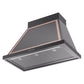 ILVE Nostalgie II Noblesse 36-Inch Canopy Wall-Mount Ducted Range Hood, 600 CFM, Glossy Black with Copper Trim, UANB36BKP