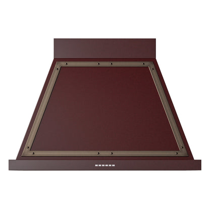 ILVE Nostalgie II Noblesse 36-Inch Canopy Wall-Mount Ducted Range Hood, 600 CFM, Burgundy with Burnished Trim, UANB36BUB