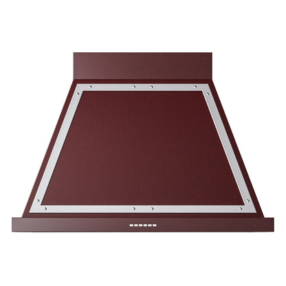 ILVE Nostalgie II Noblesse 36-Inch Canopy Wall-Mount Ducted Range Hood, 600 CFM, Burgundy with Chrome Trim, UANB36BUC