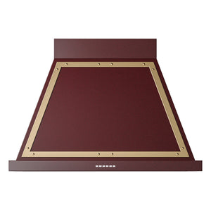 ILVE Nostalgie II Noblesse 36-Inch Canopy Wall-Mount Ducted Range Hood, 600 CFM, Burgundy with Brass Trim, UANB36BUG