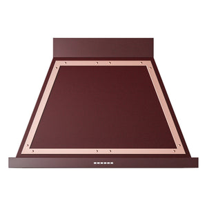 ILVE Nostalgie II Noblesse 36-Inch Canopy Wall-Mount Ducted Range Hood, 600 CFM, Burgundy with Copper Trim, UANB36BUP