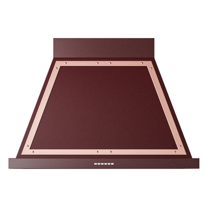 ILVE Nostalgie II Noblesse 36-Inch Canopy Wall-Mount Ducted Range Hood, 600 CFM, Burgundy with Copper Trim, UANB36BUP