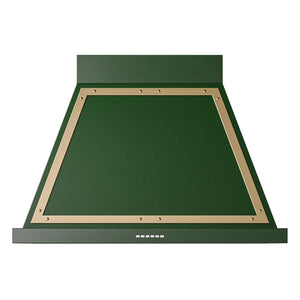 ILVE Nostalgie II Noblesse 36-Inch Canopy Wall-Mount Ducted Range Hood, 600 CFM, Emerald Green with Brass Trim, UANB36EGG