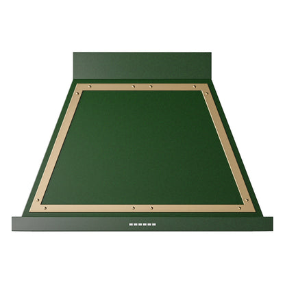 ILVE Nostalgie II Noblesse 36-Inch Canopy Wall-Mount Ducted Range Hood, 600 CFM, Emerald Green with Brass Trim, UANB36EGG