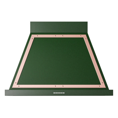 ILVE Nostalgie II Noblesse 36-Inch Canopy Wall-Mount Ducted Range Hood, 600 CFM, Emerald Green with Copper Trim, UANB36EGP