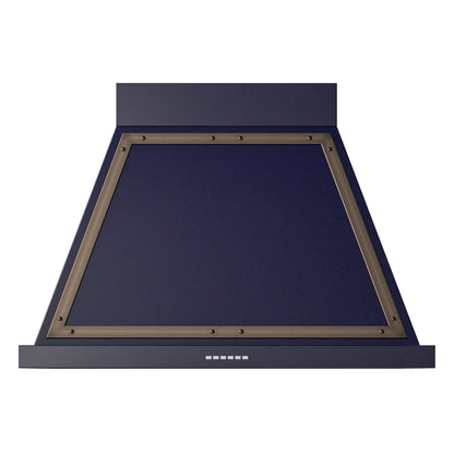 ILVE Nostalgie II Noblesse 36-Inch Canopy Wall-Mount Ducted Range Hood, 600 CFM, Midnight Blue with Burnished Trim, UANB36MBB