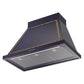 ILVE Nostalgie II Noblesse 36-Inch Canopy Wall-Mount Ducted Range Hood, 600 CFM, Midnight Blue with Burnished Trim, UANB36MBB
