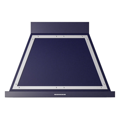 ILVE Nostalgie II Noblesse 36-Inch Canopy Wall-Mount Ducted Range Hood, 600 CFM, Midnight Blue with Chrome Trim, UANB36MBC