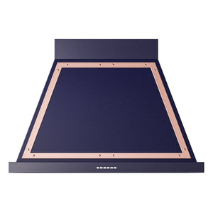 ILVE Nostalgie II Noblesse 36-Inch Canopy Wall-Mount Ducted Range Hood, 600 CFM, Midnight Blue with Copper Trim, UANB36MBP