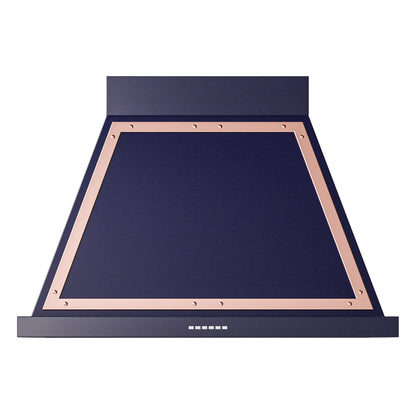ILVE Nostalgie II Noblesse 36-Inch Canopy Wall-Mount Ducted Range Hood, 600 CFM, Midnight Blue with Copper Trim, UANB36MBP