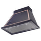 ILVE Nostalgie II Noblesse 36-Inch Canopy Wall-Mount Ducted Range Hood, 600 CFM, Midnight Blue with Copper Trim, UANB36MBP