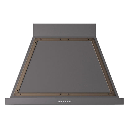 ILVE Nostalgie II Noblesse 36-Inch Canopy Wall-Mount Ducted Range Hood, 600 CFM, Graphite Matte with Burnished Trim, UANB36MGB