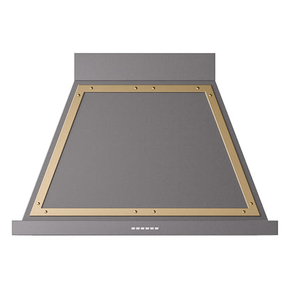 ILVE Nostalgie II Noblesse 36-Inch Canopy Wall-Mount Ducted Range Hood, 600 CFM, Graphite Matte with Brass Trim, UANB36MGG