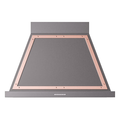 ILVE Nostalgie II Noblesse 36-Inch Canopy Wall-Mount Ducted Range Hood, 600 CFM, Graphite Matte with Copper Trim, UANB36MGP