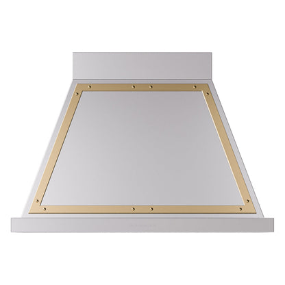 ILVE Nostalgie II Noblesse 36-Inch Canopy Wall-Mount Ducted Range Hood, 600 CFM, Stainless Steel with Brass Trim, UANB36SSG