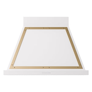 ILVE Nostalgie II Noblesse 36-Inch Canopy Wall-Mount Ducted Range Hood, 600 CFM, White with Brass Trim, UANB36WHG