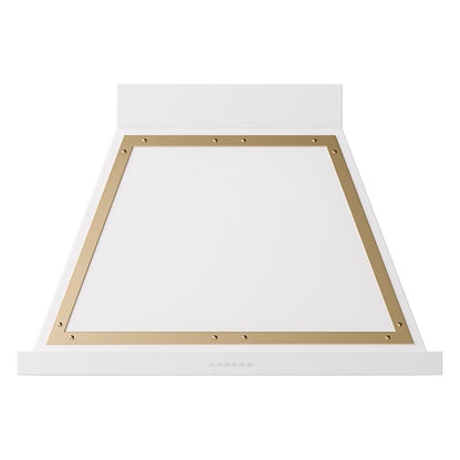 ILVE Nostalgie II Noblesse 36-Inch Canopy Wall-Mount Ducted Range Hood, 600 CFM, White with Brass Trim, UANB36WHG
