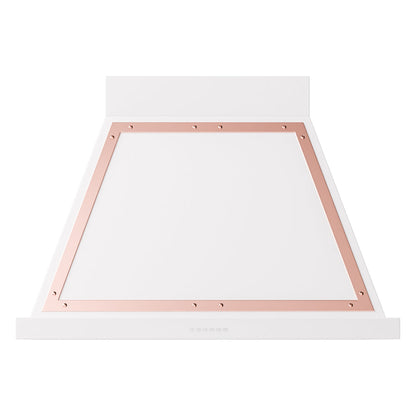 ILVE Nostalgie II Noblesse 36-Inch Canopy Wall-Mount Ducted Range Hood, 600 CFM, White with Copper Trim, UANB36WHP