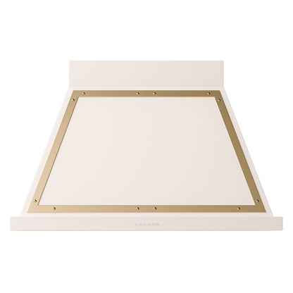 ILVE Nostalgie II Noblesse 40-Inch Canopy Wall-Mount Ducted Range Hood, 600 CFM, Antique White with Brass Trim, UANB40AWG