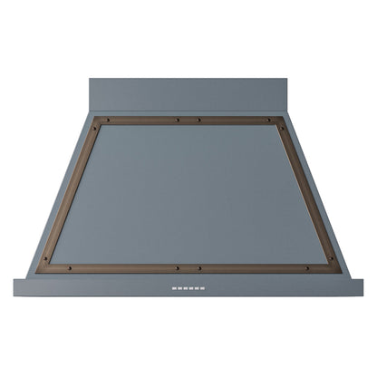ILVE Nostalgie II Noblesse 40-Inch Canopy Wall-Mount Ducted Range Hood, 600 CFM, Blue Grey with Burnished Trim, UANB40BGB