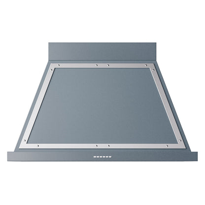 ILVE Nostalgie II Noblesse 40-Inch Canopy Wall-Mount Ducted Range Hood, 600 CFM, Blue Grey with Chrome Trim, UANB40BGC