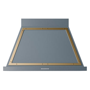 ILVE Nostalgie II Noblesse 40-Inch Canopy Wall-Mount Ducted Range Hood, 600 CFM, Blue Grey with Brass Trim, UANB40BGG