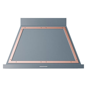 ILVE Nostalgie II Noblesse 40-Inch Canopy Wall-Mount Ducted Range Hood, 600 CFM, Blue Grey with Copper Trim, UANB40BGP