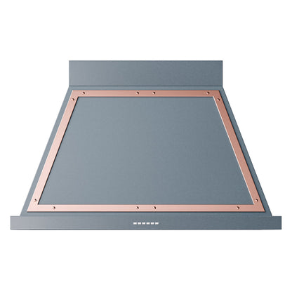 ILVE Nostalgie II Noblesse 40-Inch Canopy Wall-Mount Ducted Range Hood, 600 CFM, Blue Grey with Copper Trim, UANB40BGP