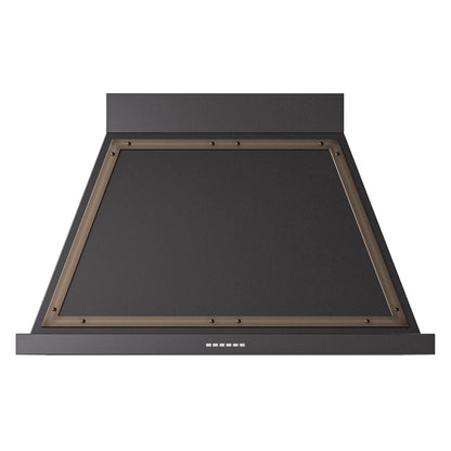 ILVE Nostalgie II Noblesse 40-Inch Canopy Wall-Mount Ducted Range Hood, 600 CFM, Glossy Black with Burnished Trim, UANB40BKB
