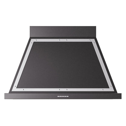 ILVE Nostalgie II Noblesse 40-Inch Canopy Wall-Mount Ducted Range Hood, 600 CFM, Glossy Black with Chrome Trim, UANB40BKC