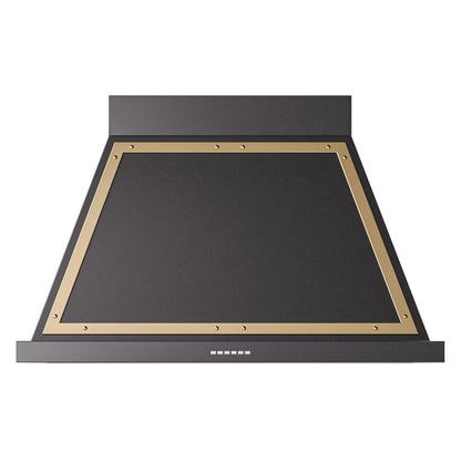 ILVE Nostalgie II Noblesse 40-Inch Canopy Wall-Mount Ducted Range Hood, 600 CFM, Glossy Black with Brass Trim, UANB40BKG