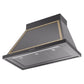 ILVE Nostalgie II Noblesse 40-Inch Canopy Wall-Mount Ducted Range Hood, 600 CFM, Glossy Black with Brass Trim, UANB40BKG