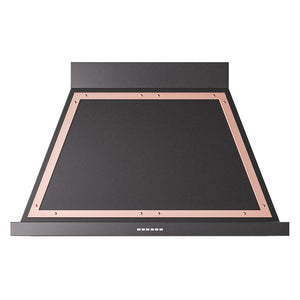 ILVE Nostalgie II Noblesse 40-Inch Canopy Wall-Mount Ducted Range Hood, 600 CFM, Glossy Black with Copper Trim, UANB40BKP