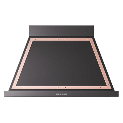 ILVE Nostalgie II Noblesse 40-Inch Canopy Wall-Mount Ducted Range Hood, 600 CFM, Glossy Black with Copper Trim, UANB40BKP