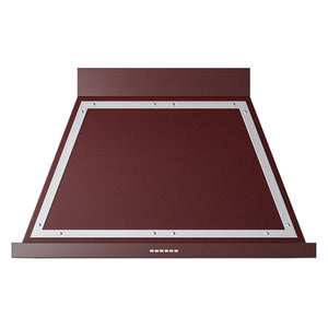ILVE Nostalgie II Noblesse 40-Inch Canopy Wall-Mount Ducted Range Hood, 600 CFM, Burgundy with Chrome Trim, UANB40BUC