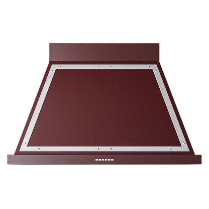 ILVE Nostalgie II Noblesse 40-Inch Canopy Wall-Mount Ducted Range Hood, 600 CFM, Burgundy with Chrome Trim, UANB40BUC