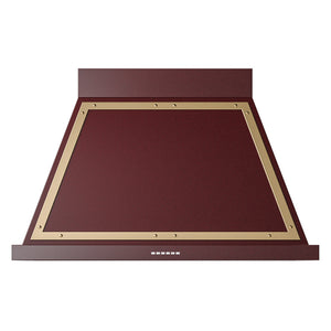 ILVE Nostalgie II Noblesse 40-Inch Canopy Wall-Mount Ducted Range Hood, 600 CFM, Burgundy with Brass Trim, UANB40BUG