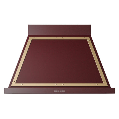 ILVE Nostalgie II Noblesse 40-Inch Canopy Wall-Mount Ducted Range Hood, 600 CFM, Burgundy with Brass Trim, UANB40BUG