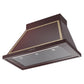 ILVE Nostalgie II Noblesse 40-Inch Canopy Wall-Mount Ducted Range Hood, 600 CFM, Burgundy with Brass Trim, UANB40BUG
