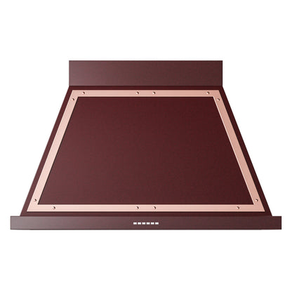 ILVE Nostalgie II Noblesse 40-Inch Canopy Wall-Mount Ducted Range Hood, 600 CFM, Burgundy with Copper Trim, UANB40BUP