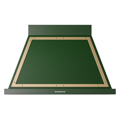 ILVE Nostalgie II Noblesse 40-Inch Canopy Wall-Mount Ducted Range Hood, 600 CFM, Emerald Green with Brass Trim, UANB40EGG