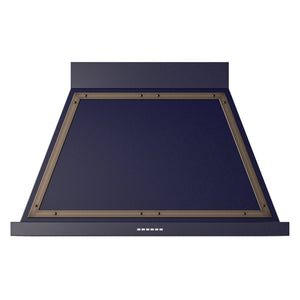 ILVE Nostalgie II Noblesse 40-Inch Canopy Wall-Mount Ducted Range Hood, 600 CFM, Midnight Blue with Burnished Trim, UANB40MBB