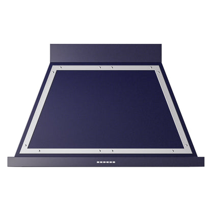 ILVE Nostalgie II Noblesse 40-Inch Canopy Wall-Mount Ducted Range Hood, 600 CFM, Midnight Blue with Chrome Trim, UANB40MBC