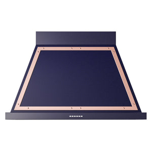 ILVE Nostalgie II Noblesse 40-Inch Canopy Wall-Mount Ducted Range Hood, 600 CFM, Midnight Blue with Copper Trim, UANB40MBP