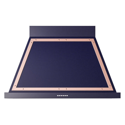ILVE Nostalgie II Noblesse 40-Inch Canopy Wall-Mount Ducted Range Hood, 600 CFM, Midnight Blue with Copper Trim, UANB40MBP